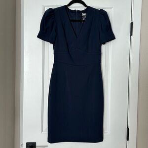 DKNY Deep Blue V-Neck Dress